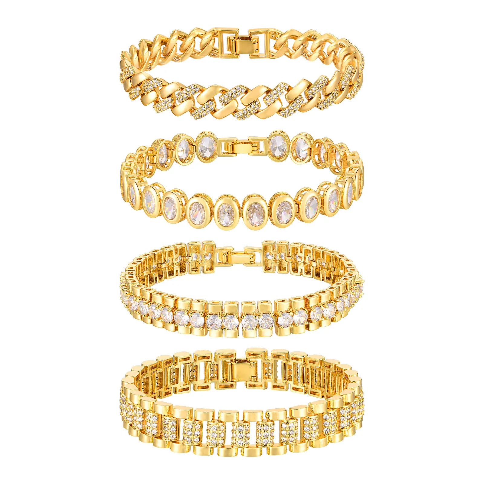 سوار سلسلة مشبك ورق مطلي ذهب 14K