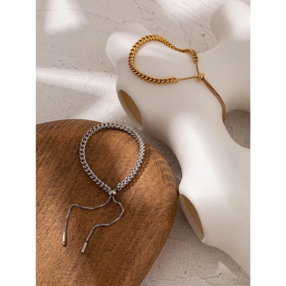 Yhpup Minimalist Chain Stainless Steel Bracelet Statement 18 K Metal Girls Trendy Jewelry бижутерия для женщин Gift Waterproof
