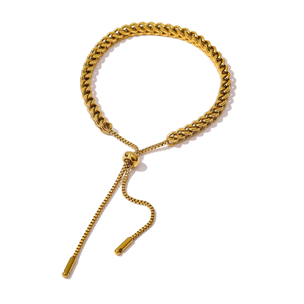 Yhpup Minimalist Chain Stainless Steel Bracelet Statement 18 K Metal Girls Trendy Jewelry бижутерия для женщин Gift Waterproof