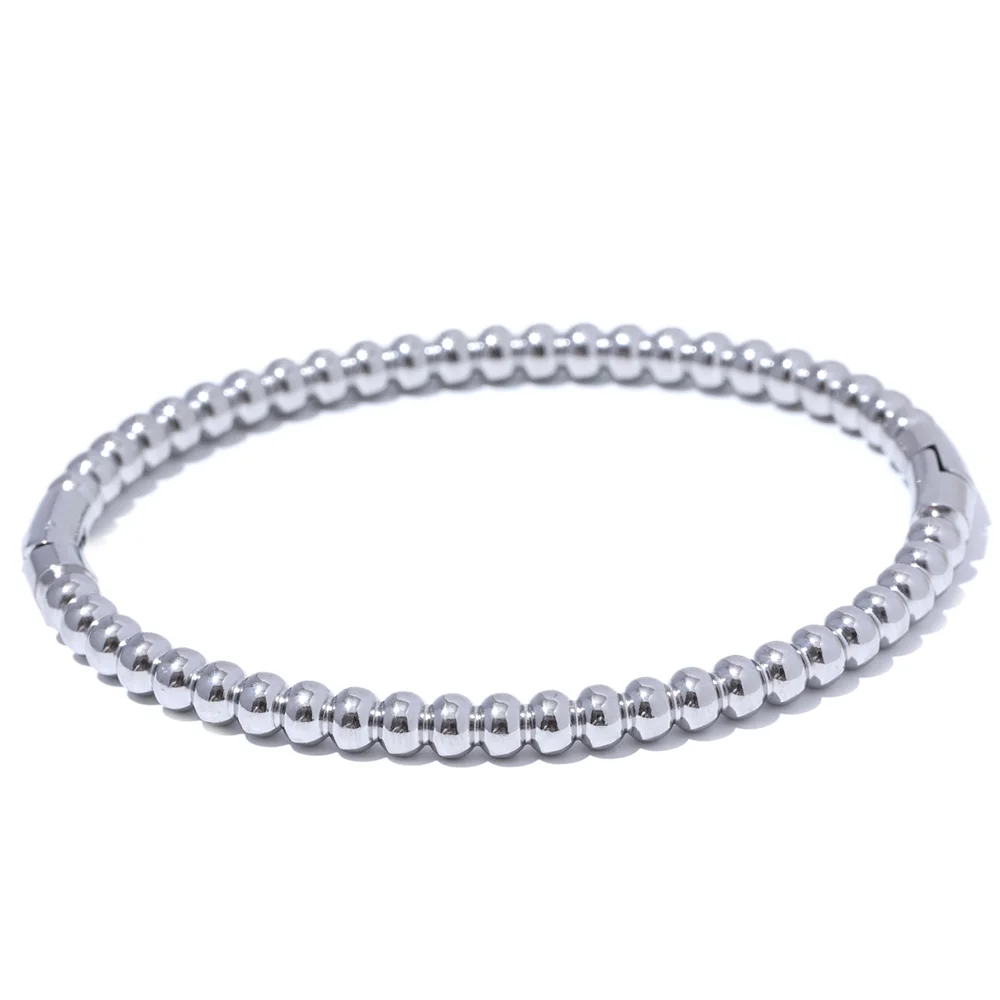 Yhpup 57mm Stainless Steel Statement Bracelet Bangle Charm Metal Handmade Polished Wrist Jewelry Waterproof Accessories
