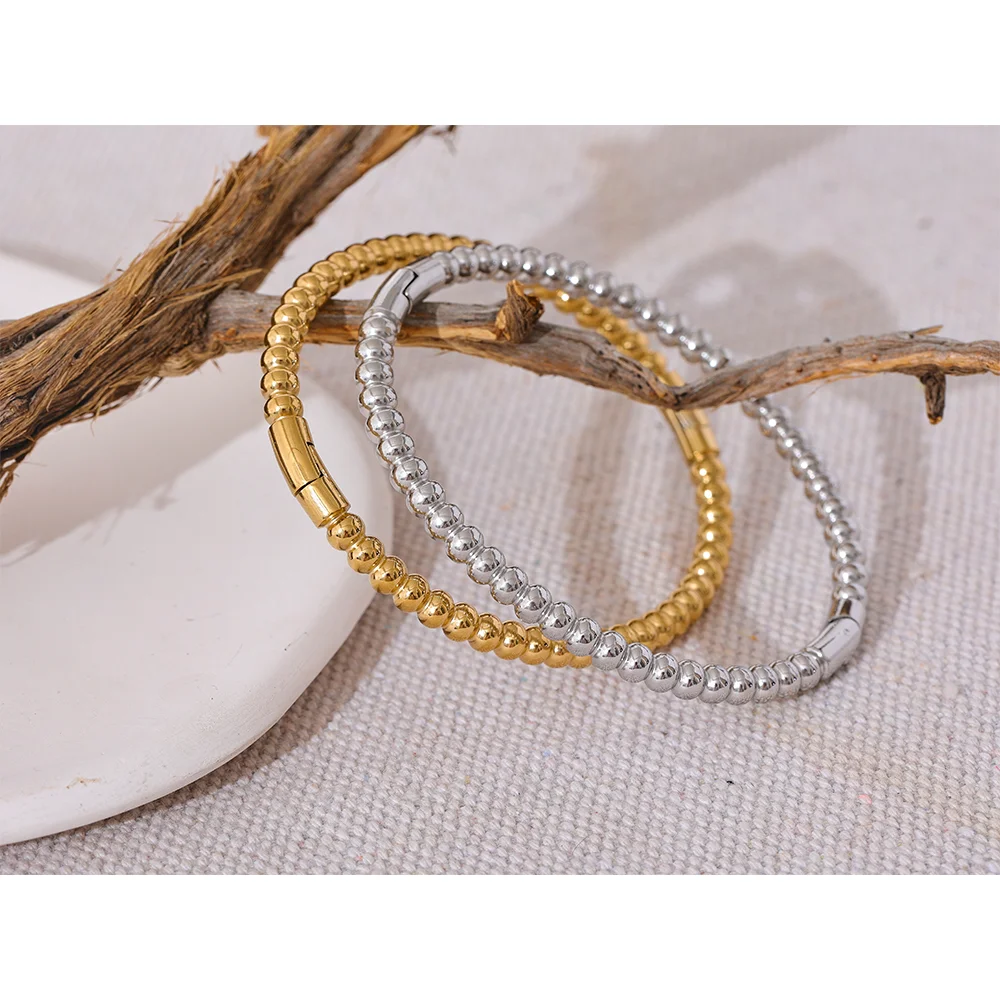 Yhpup 57mm Stainless Steel Statement Bracelet Bangle Charm Metal Handmade Polished Wrist Jewelry Waterproof Accessories