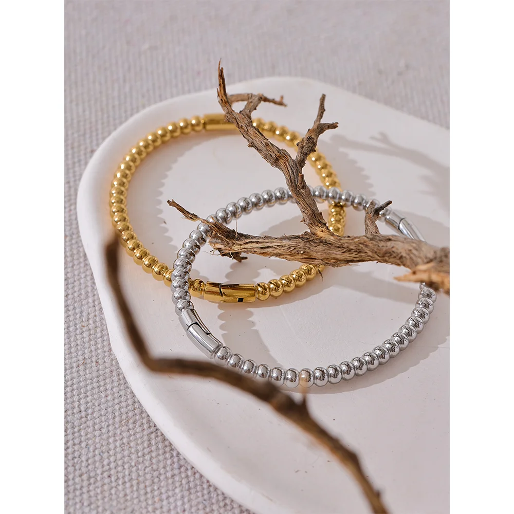 Yhpup 57mm Stainless Steel Statement Bracelet Bangle Charm Metal Handmade Polished Wrist Jewelry Waterproof Accessories