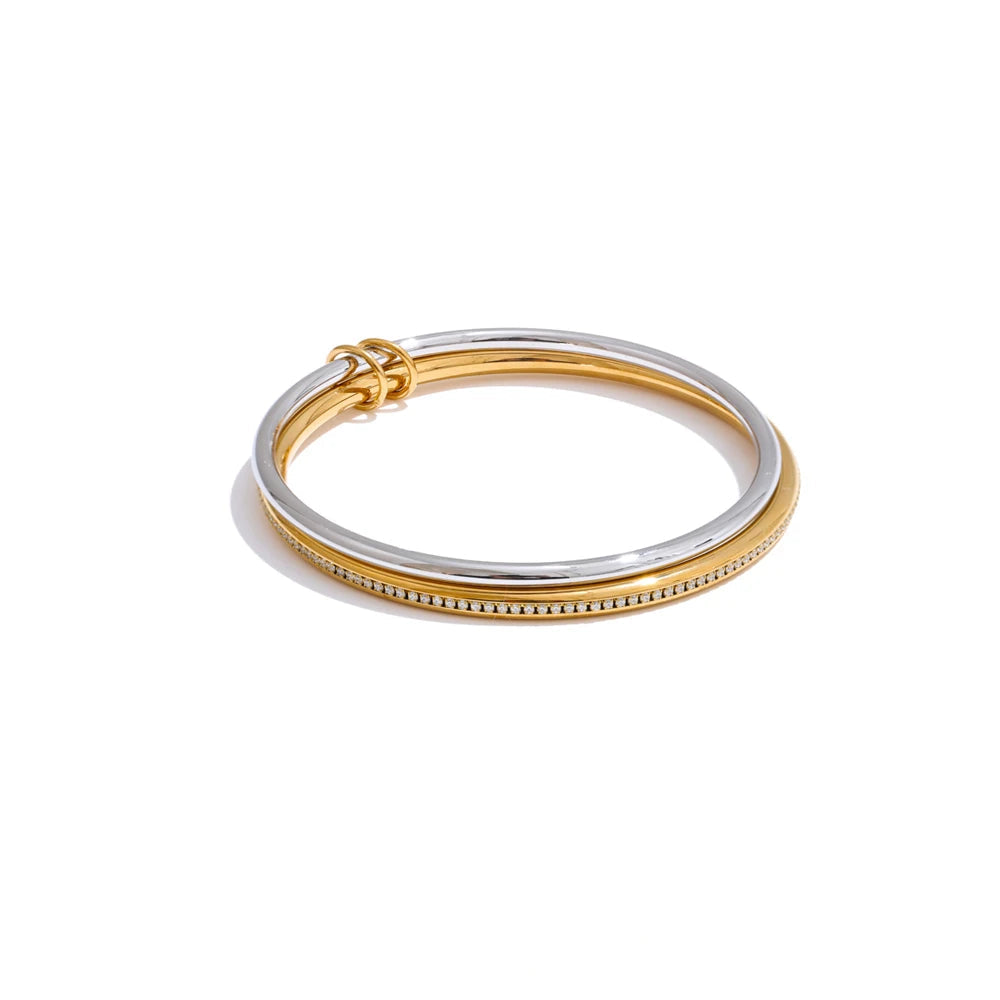 Round double layer bracelet with zircon 