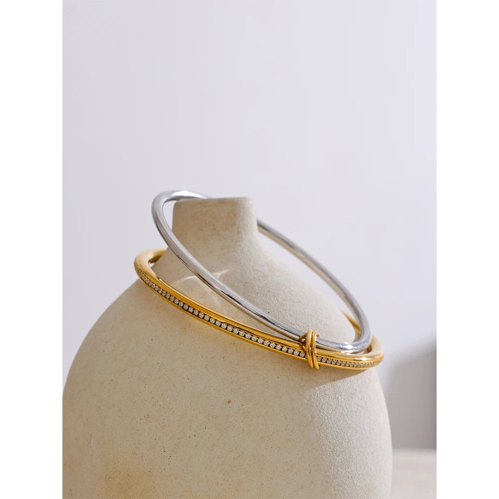 Round double layer bracelet with zircon 