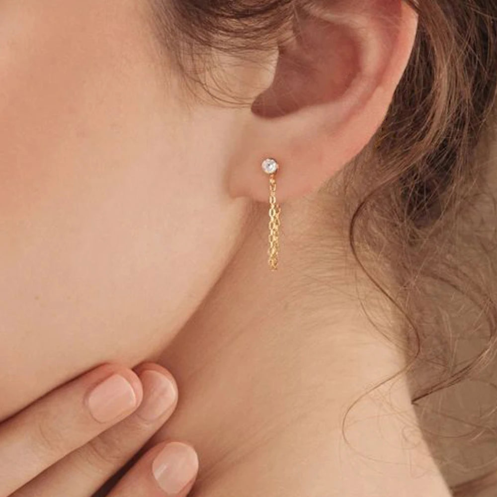 أقراط حجر ميلاد بزركون لعلامات الأبراج مطلية بالذهب