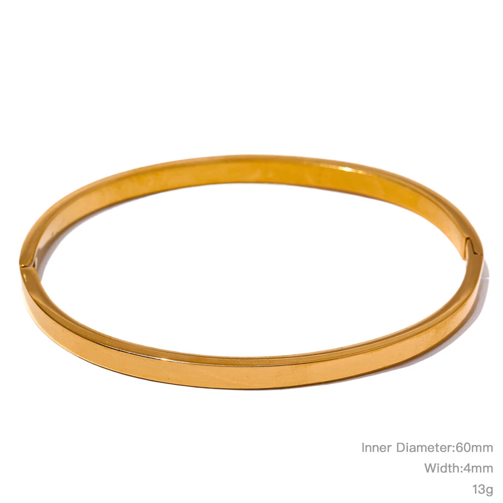 Yhpup High Quality Stainless Steel Round Wide Bracelet Bangle Fashion Texture Gold Silver Color Waterproof Charm Jewelry Gift