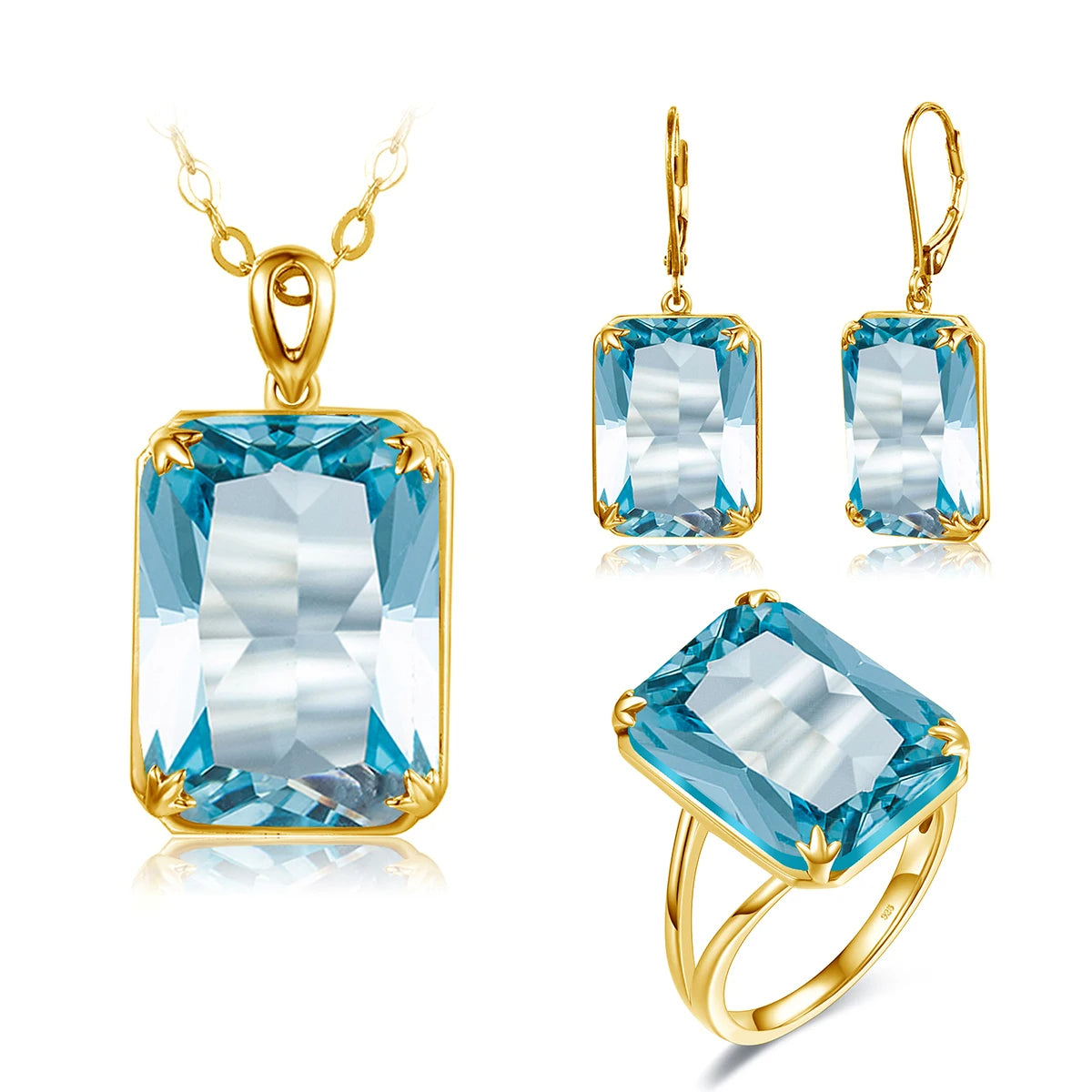 طقم مجوهرات كلاسيكي مطلي بالذهب 18K