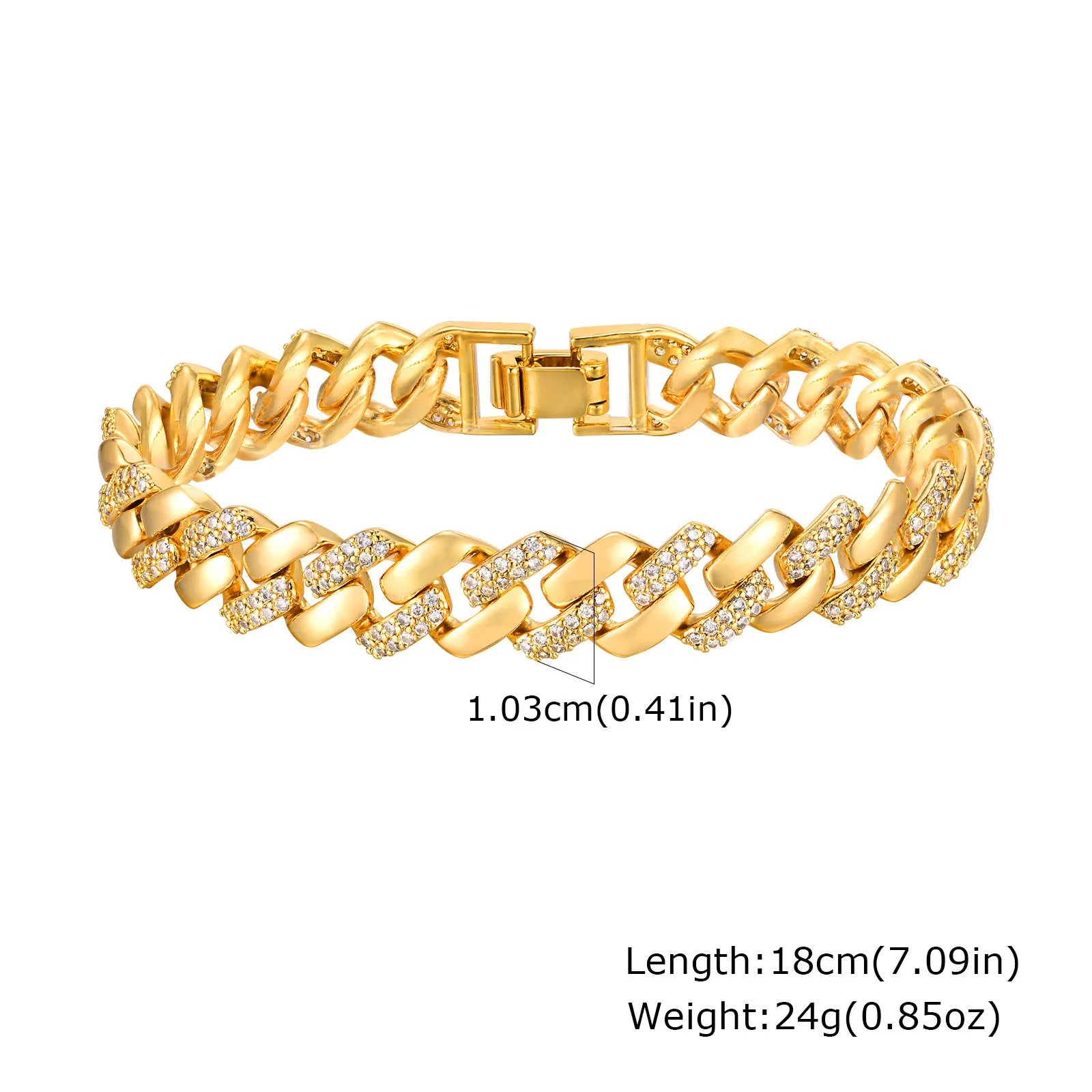 سوار سلسلة مشبك ورق مطلي ذهب 14K