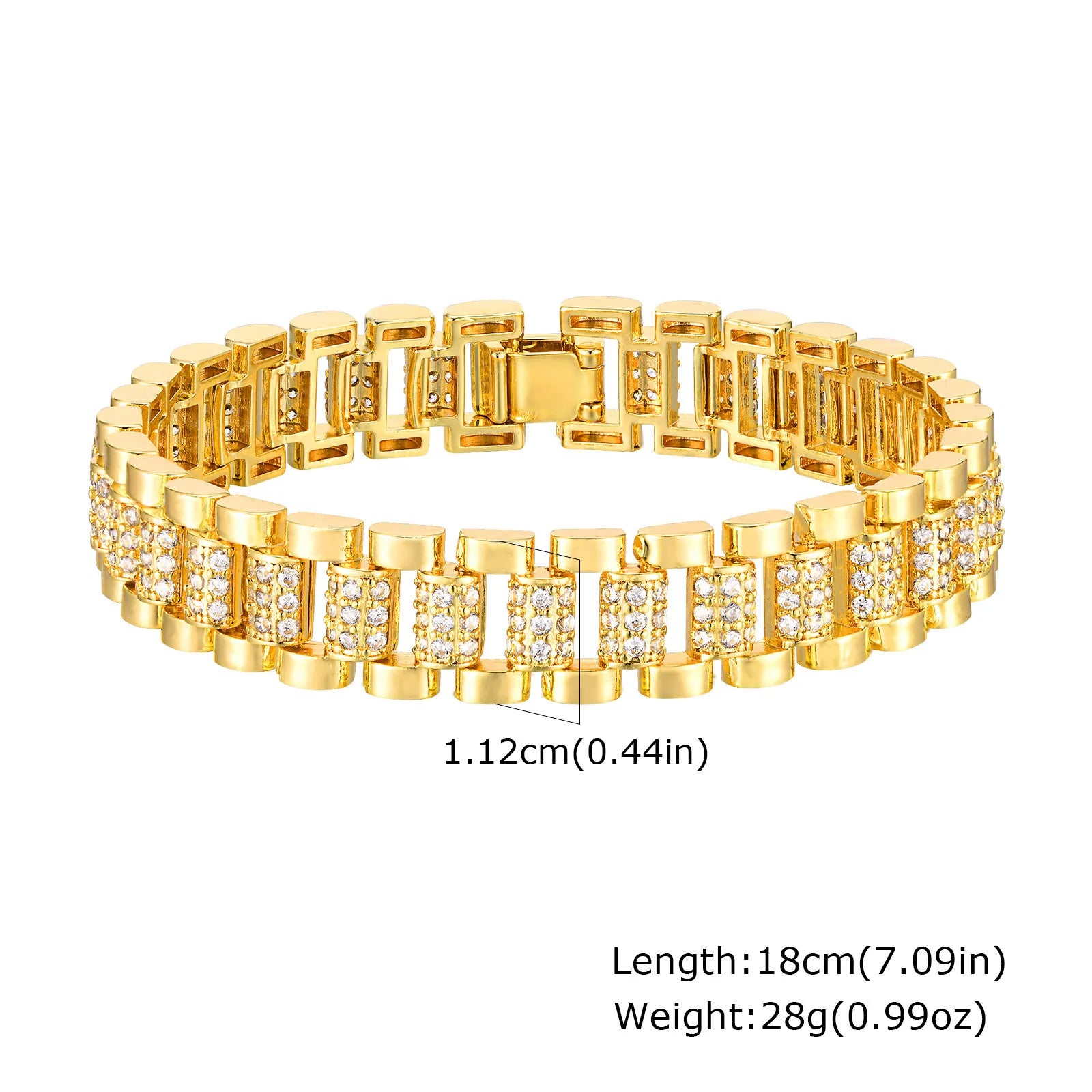 سوار سلسلة مشبك ورق مطلي ذهب 14K