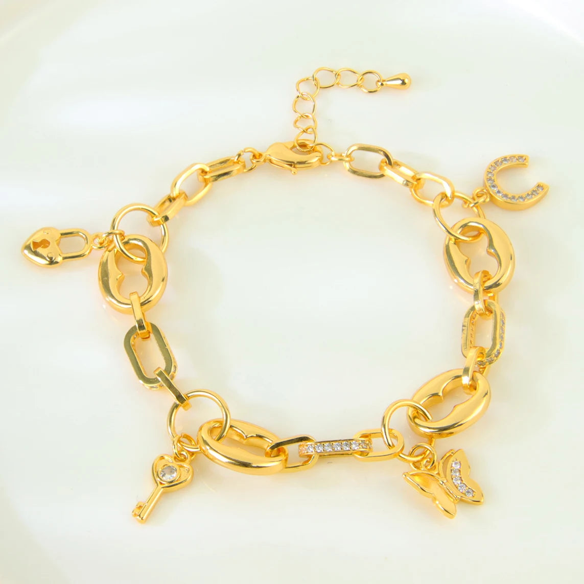 Fashion Arabic Gold Plated Bracelet 21K Gold Color Dubai Islamic Charm Lucky Bangles Oman Women Ramadan Party Jewelry