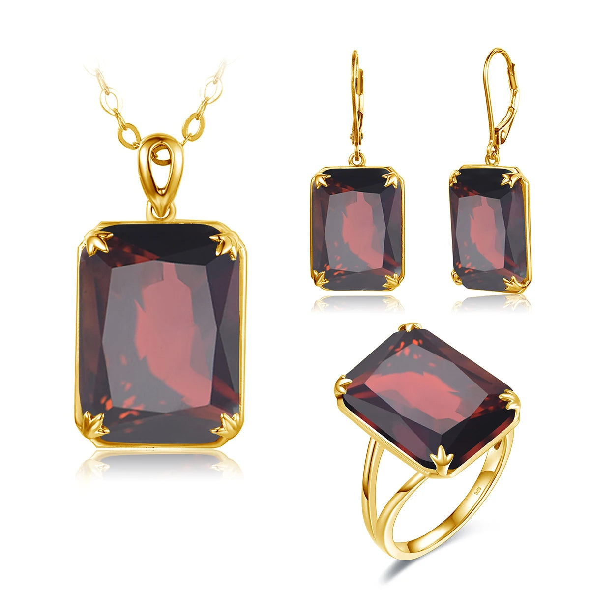 طقم مجوهرات كلاسيكي مطلي بالذهب 18K
