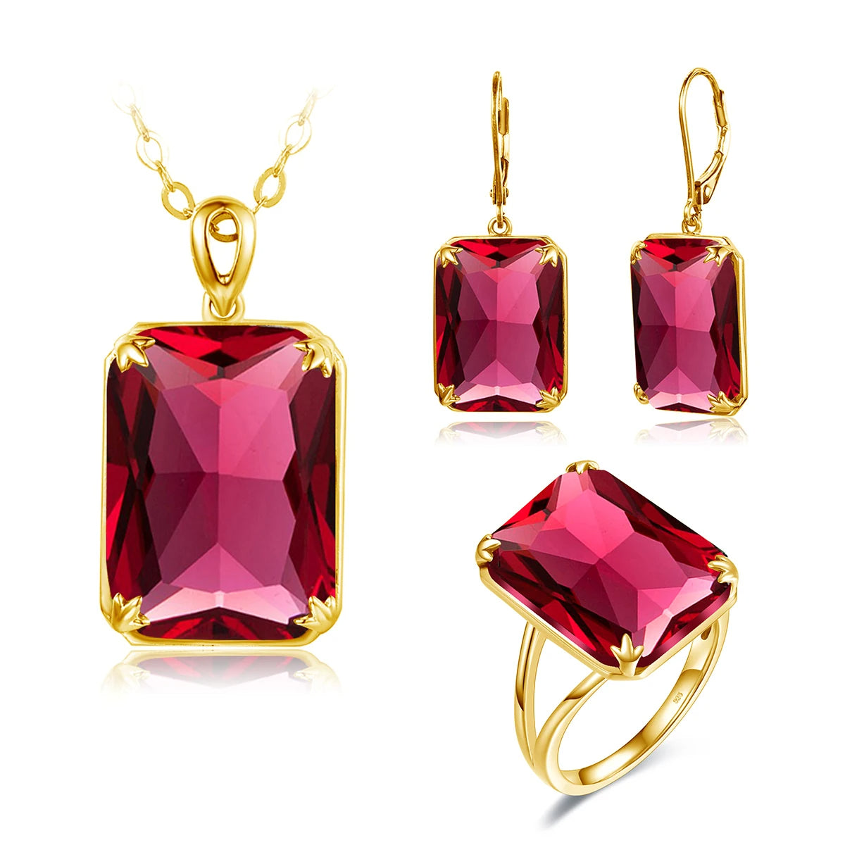 طقم مجوهرات كلاسيكي مطلي بالذهب 18K